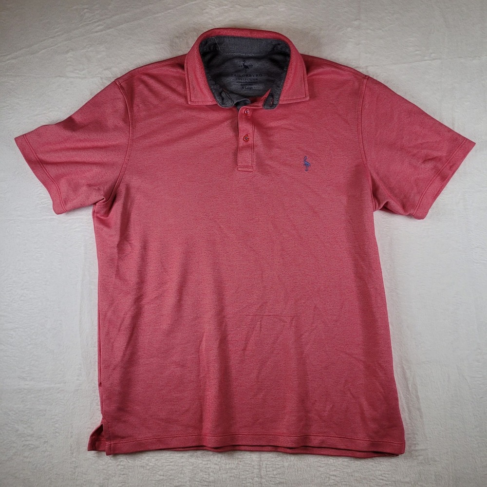 Tailorbyrd‎ Mens Pink Coral Flamingo Logo Modal Blend Short Sleeve Polo Shirt XL